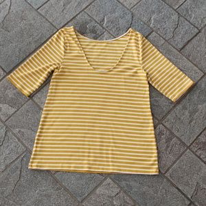 Yellow and white striped shirt LIKE NEW